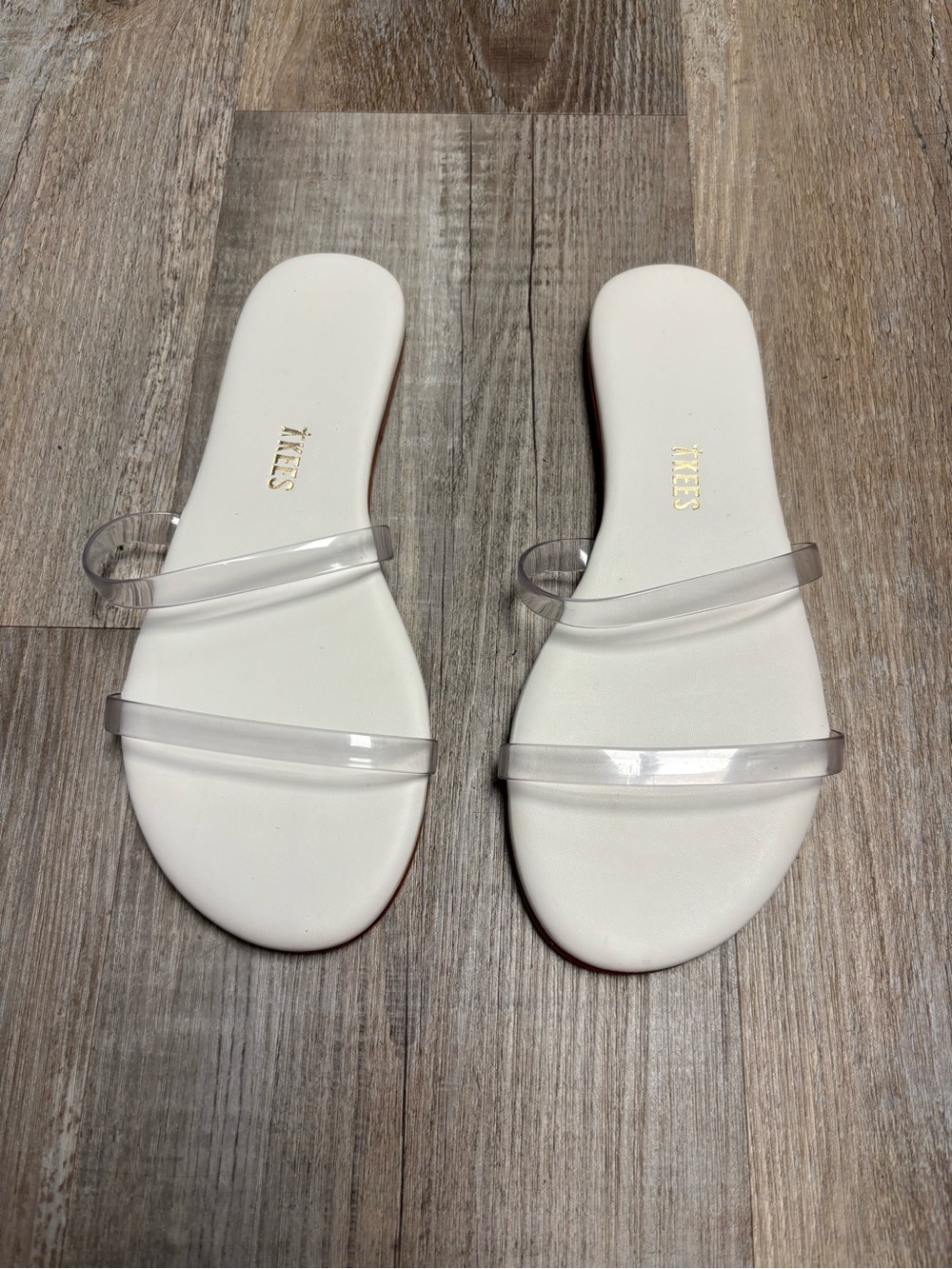 TKEES Transparent Double-Strap Slide Sandals in Clear - Picture 3 of 8